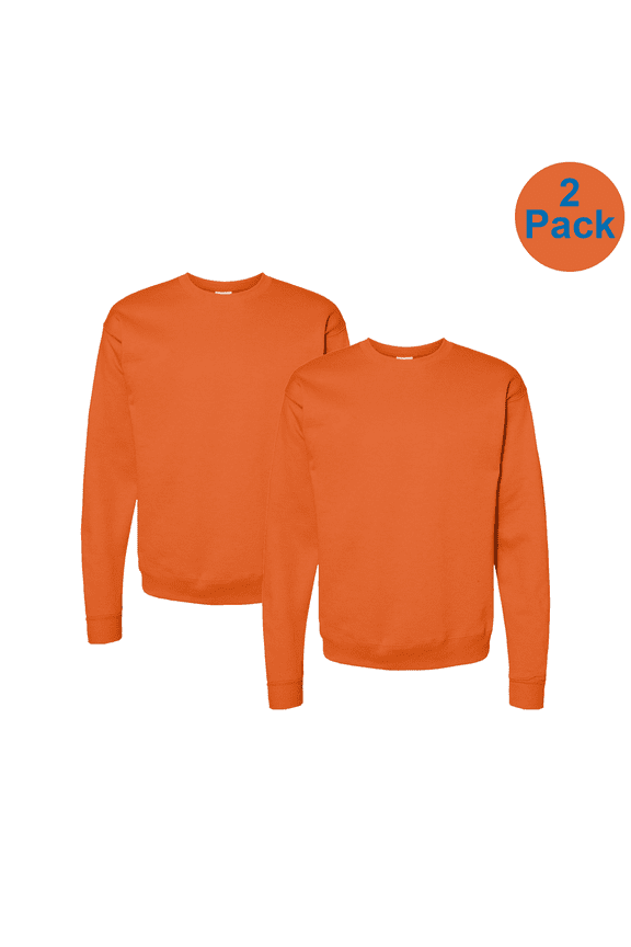 Men's EcoSmart High Visibility Work Sweatshirt, Durable Crewneck Safety Orange, S, 2-Pack
