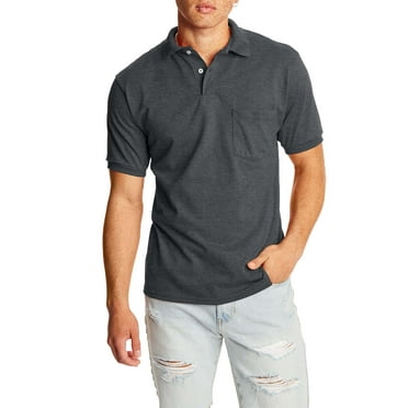 Hanes Men's EcoSmart Jersey Short Sleeve Polo Shirt with Pocket (2-pack)