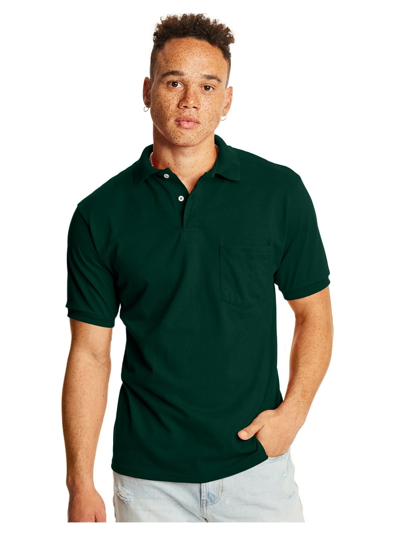 Hanes, Men's Polo Shirt, 2-Pack Deep Forest 3XL, Cotton Blend