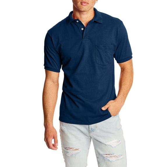 Hanes Men's & Big Men's EcoSmart Pocket Polo Shirt, 2-Pack, Sizes S-4XL
