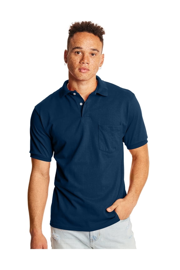 EcoSmart Men's Pocket Polo Shirt, 2-Pack Navy L