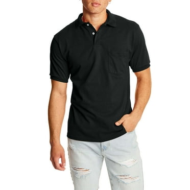 Hanes Men's EcoSmart Jersey Short Sleeve Polo Shirt with Pocket (2-pack)