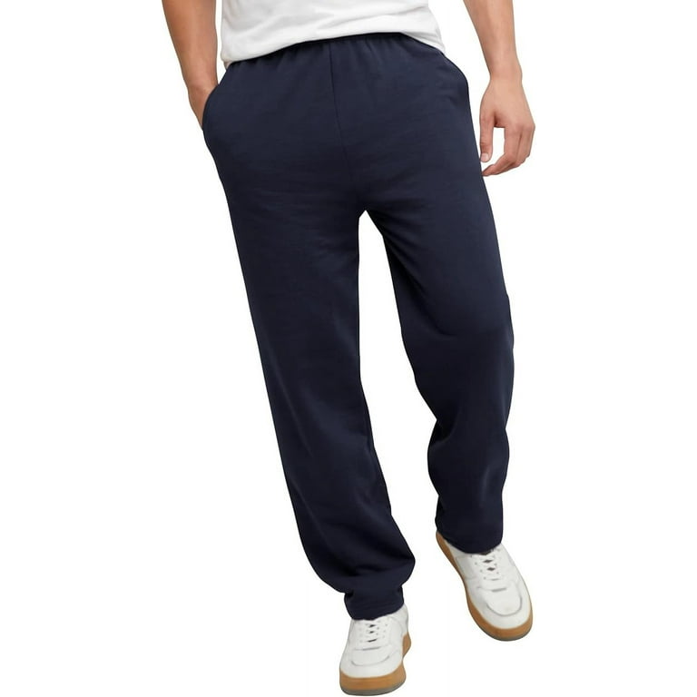 Hanes Men s EcoSmart Open Leg Pant with Pockets Navy XL Walmart