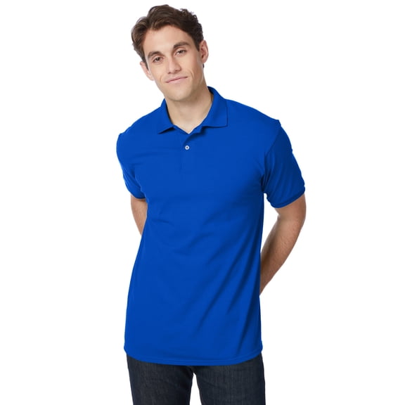 Hanes EcoSmart Men's Polo Shirt (Big & Tall Sizes Available) Deep Royal L