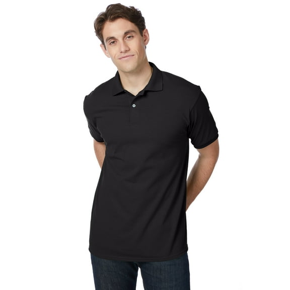 Hanes EcoSmart Men's Polo Shirt (Big & Tall Sizes Available) Black 2XL