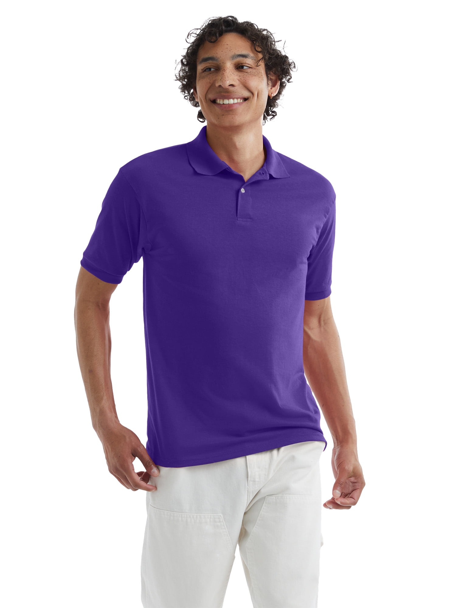 Walmart Coupons of Hanes Men's EcoSmart Cotton Jersey Polo Shirt, Sizes S-3XL