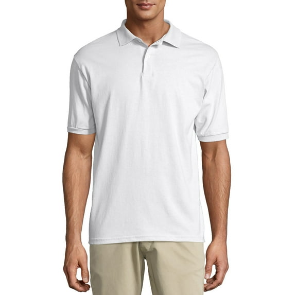 Hanes Men's EcoSmart Short Sleeve Jersey Polo Shirt, up to Size 6XL