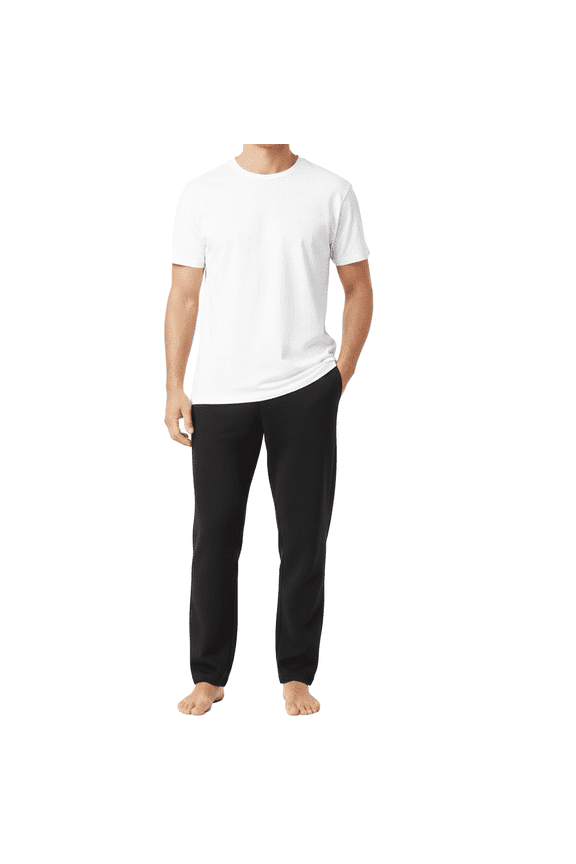 Men’s EcoSmart Sweatpants, Comfortable Fleece Joggers, Cotton-Poly Blend, Black, L