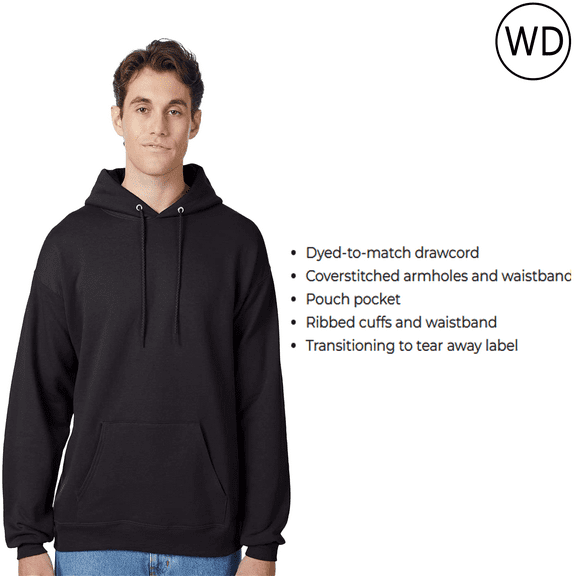 Hanes Men's Ecosmart Hoodie -WD17 Fleece Sweatshirt, Pullover Hooded Sweatshirt for Men, Black L
