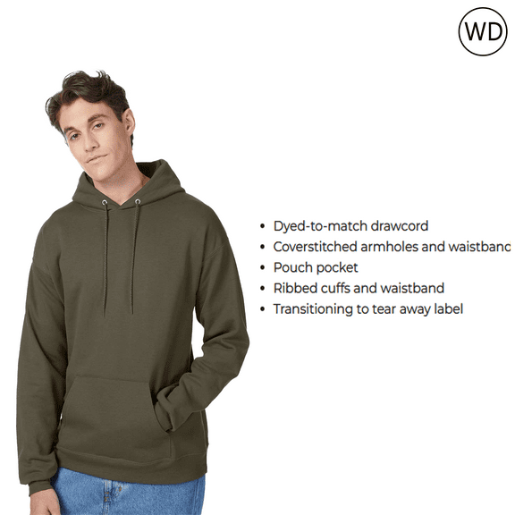 Hanes Men's Ecosmart Hoodie -WD17 Fleece Sweatshirt, Pullover Hooded Sweatshirt for Men, Fatigue Green M