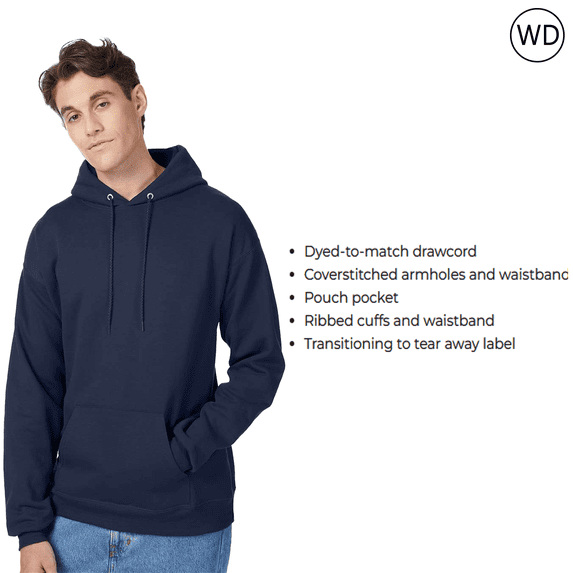 Hanes Men's Ecosmart Hoodie -WD17 Fleece Sweatshirt, Pullover Hooded Sweatshirt for Men, Navy XL
