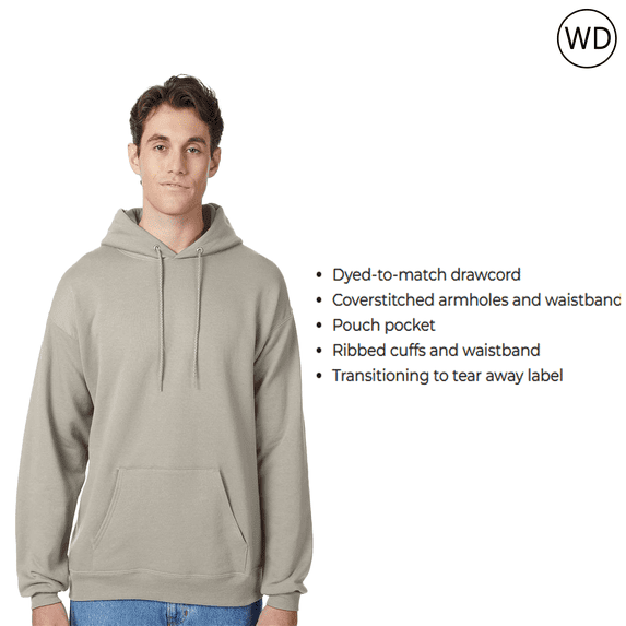 Hanes Men's Ecosmart Hoodie -WD17 Fleece Sweatshirt, Pullover Hooded Sweatshirt for Men, Sand XL