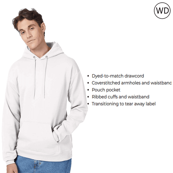 Hanes Men's Ecosmart Hoodie -WD17 Fleece Sweatshirt, Pullover Hooded Sweatshirt for Men, White L