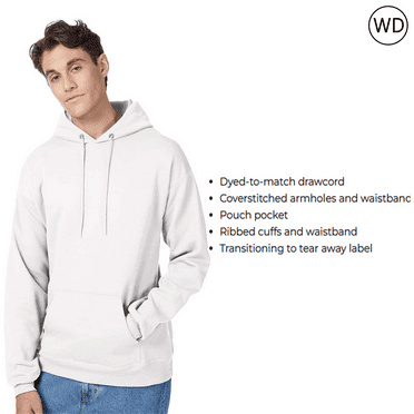 Hanes Men's Ecosmart Hoodie -WD17 Fleece Sweatshirt, Pullover Hooded Sweatshirt for Men, White M