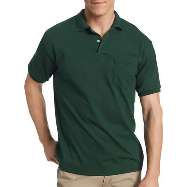 Hanes Men's Ecosmart Jersey Polo Shirt with Pocket