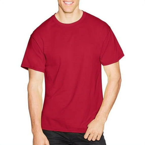 Hanes Men's Ecosmart T-Shirt Pack of 4, Deep Red, Medium