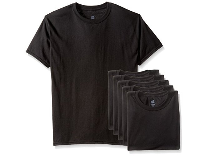 Hanes Men's Ecosmart TShirt (Pack of 6), Black, Large
