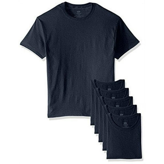 Hanes Men's Ecosmart T-Shirt Pack of 6, Heather Navy, Medium