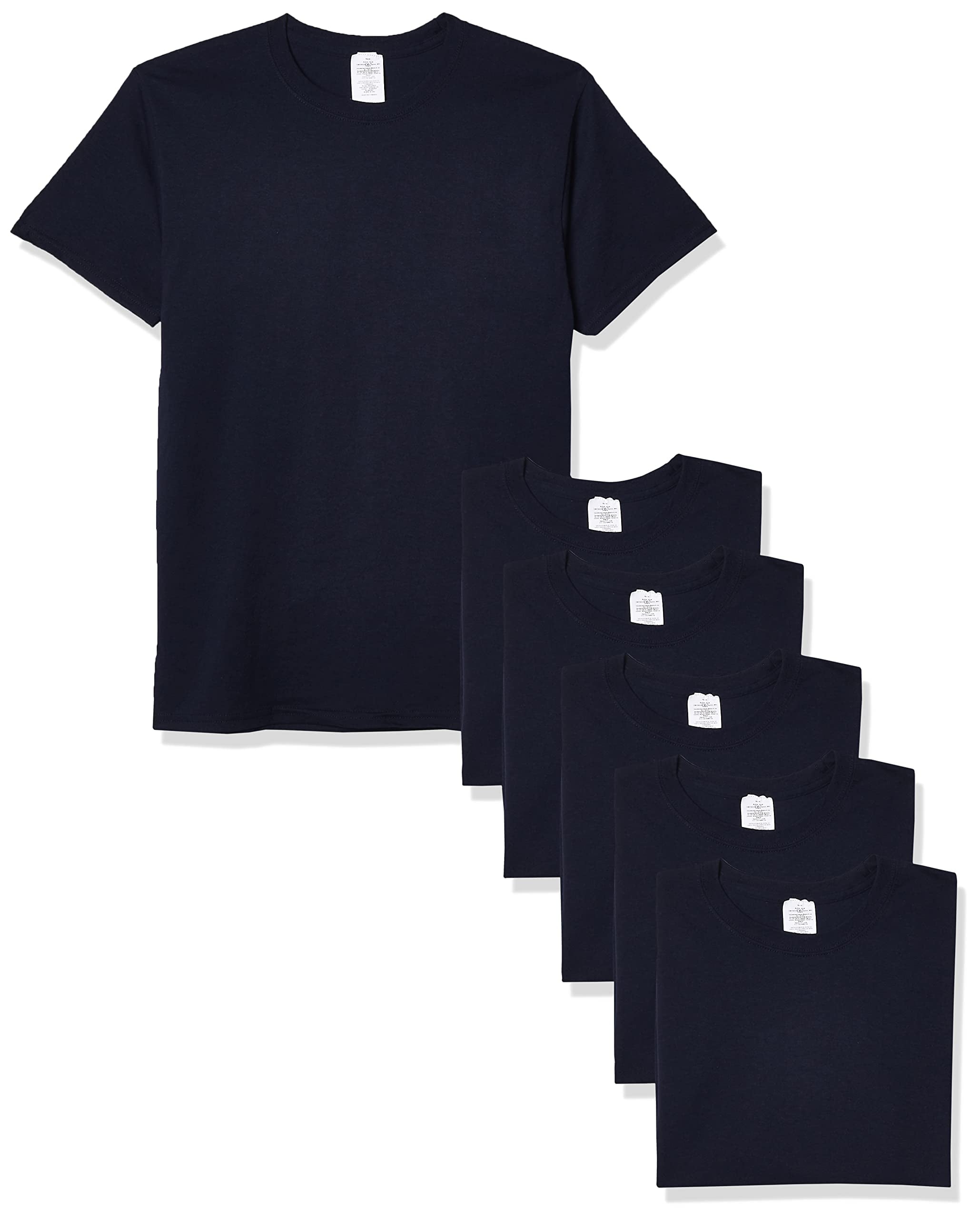 Hanes Men's Ecosmart TShirt Pack of 6, Navy, Large