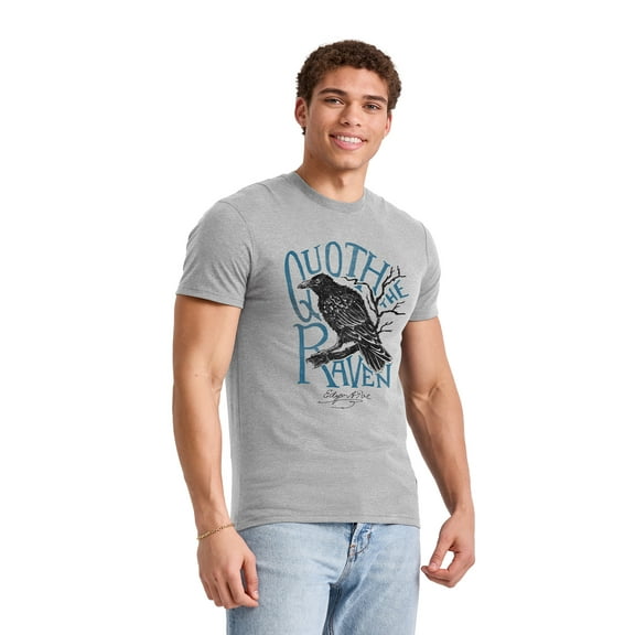 Hanes Men's Edgar Allen Poe Quoth The Raven Short Sleeve Graphic T-shirt