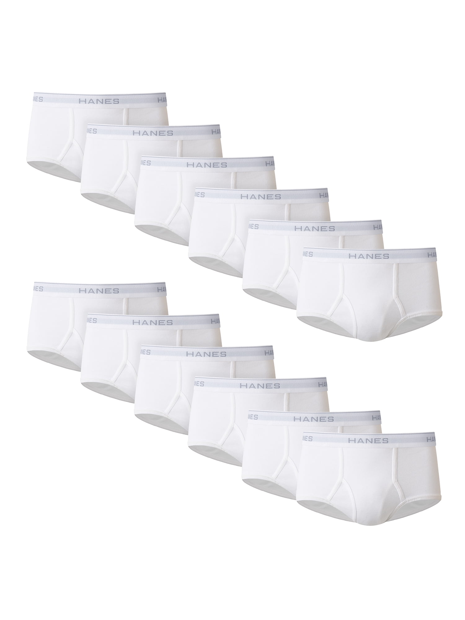 Hanes Men's Elastic Waist Cotton Boxer Briefs, White (12 Pack)