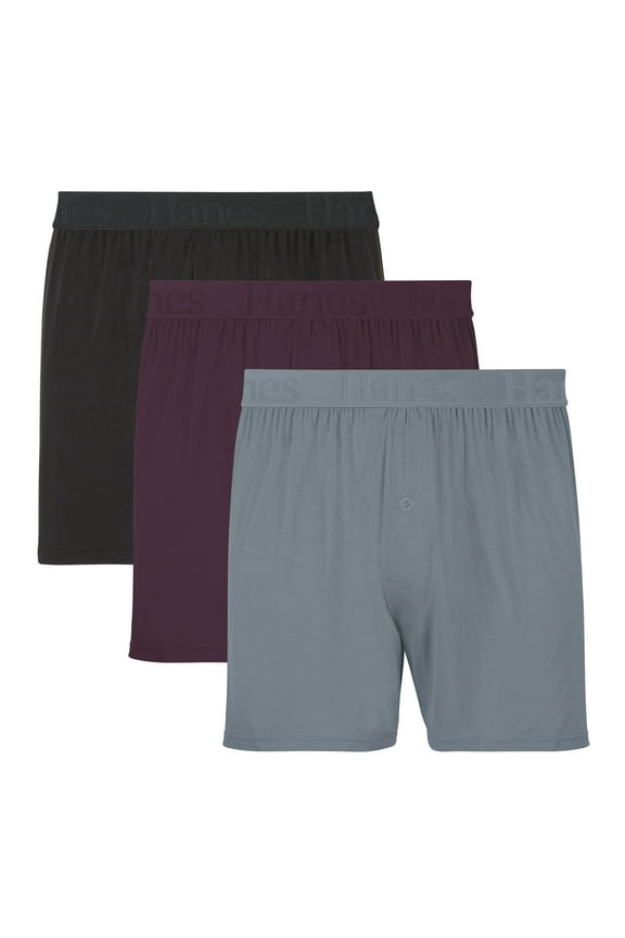 Underwear Boxers, 3-Pack, SuperSoft Knit Sleep Boxers for Men, Viscose from Bamboo
