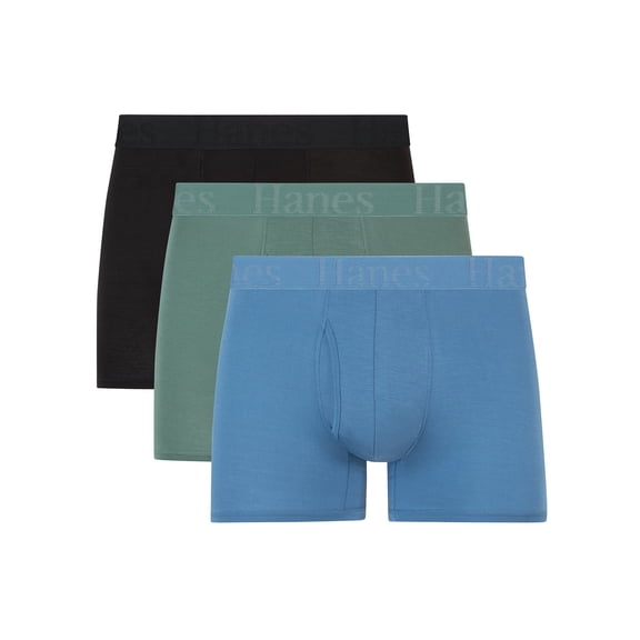 Hanes Originals Men's SuperSoft Trunk Underwear, 3-Pack, Sexy , Moisture Wicking, Neutrals Assorted L