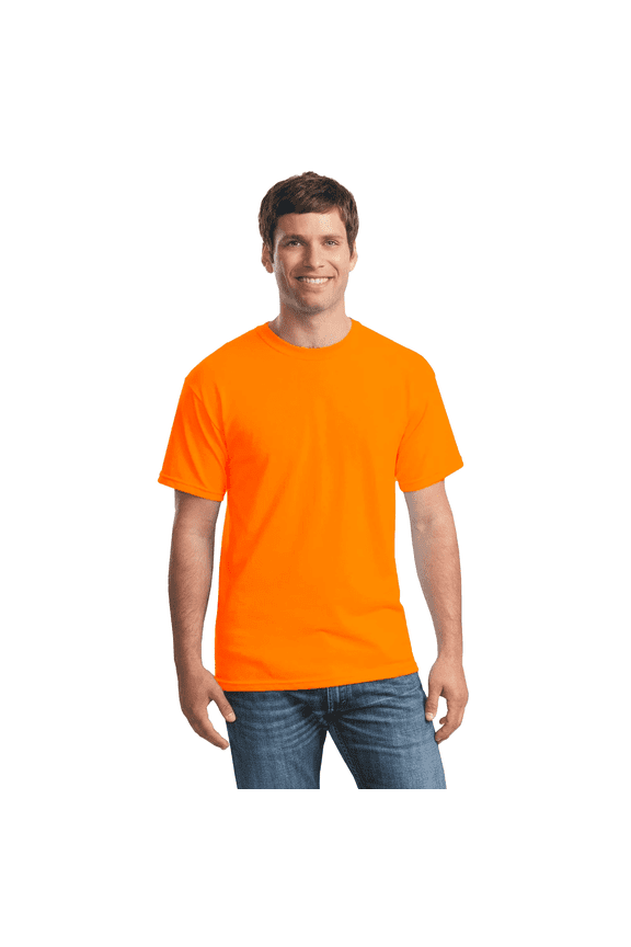 Men’s Essential Short Sleeve T-Shirt, Hi Vis 60/40 Cotton/Poly Work Tee, Safety Orange, 3XL