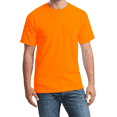 thumbnail image 1 of Hanes Men’s Essential Short Sleeve T-Shirt, Hi Vis 60/40 Cotton/Poly Work Tee, Safety Orange, S, 1 of 5