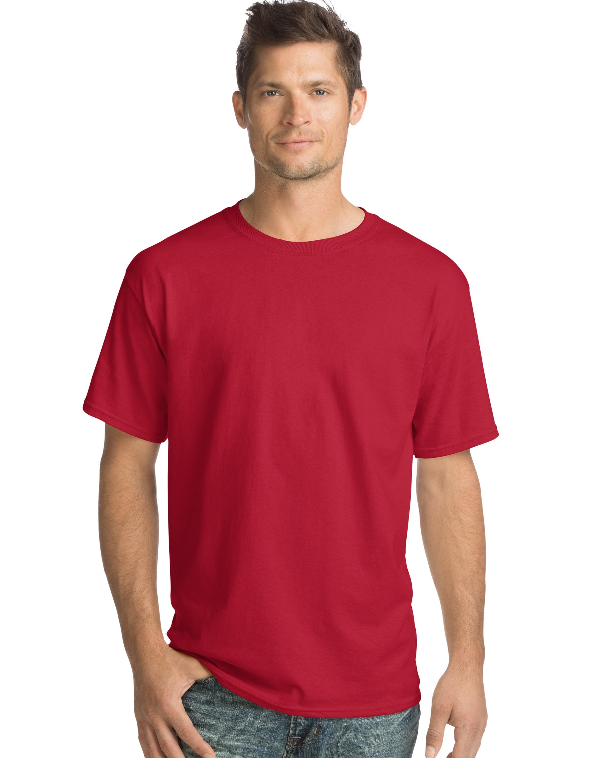 Ændringer fra blotte fond Hanes Men's Essential-T Short Sleeve T-Shirt 4-Pack Deep Red XL -  Walmart.com