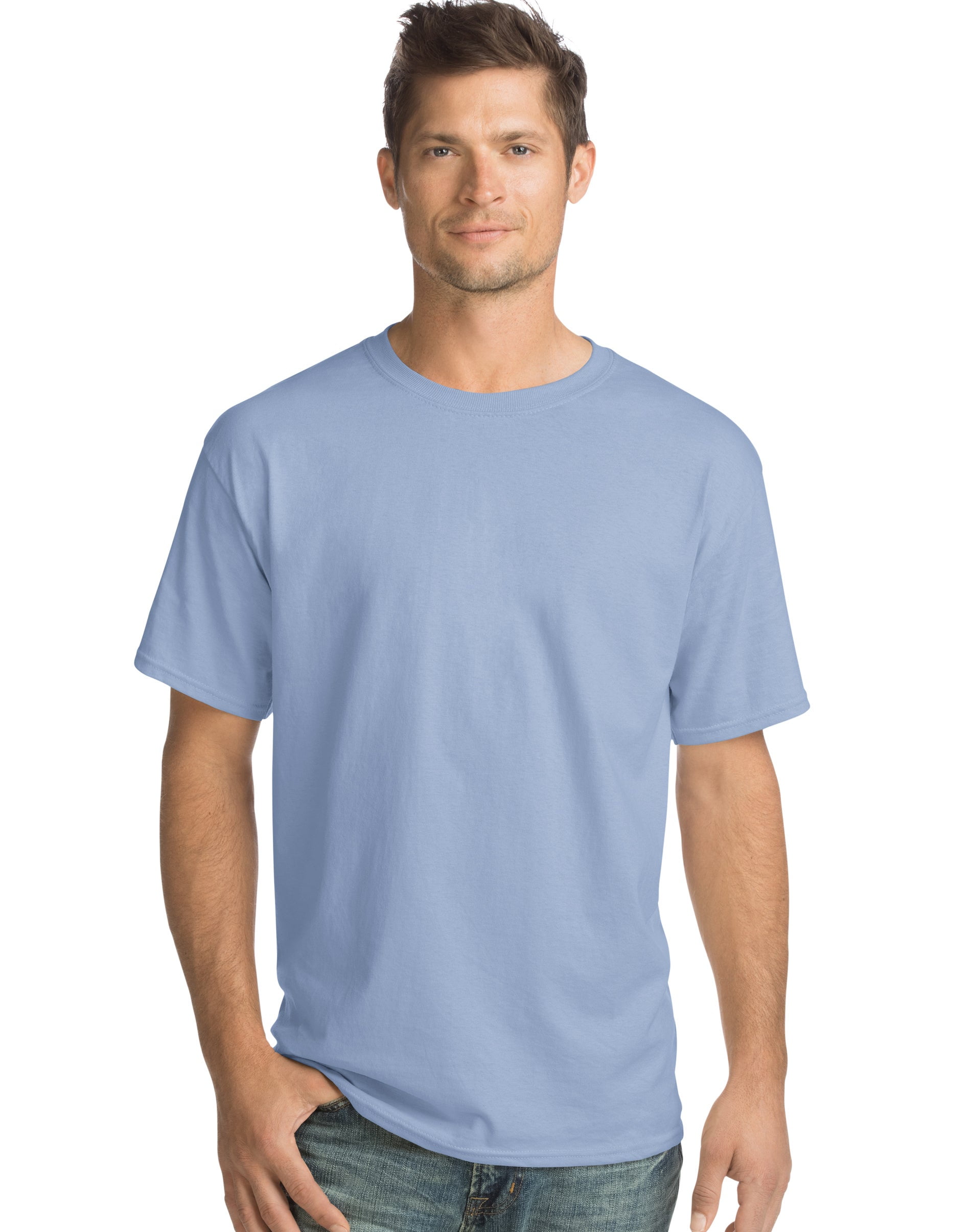 romantisk sejr otte Hanes Men's Essential-T Short Sleeve T-Shirt 4-Pack Light Blue S -  Walmart.com