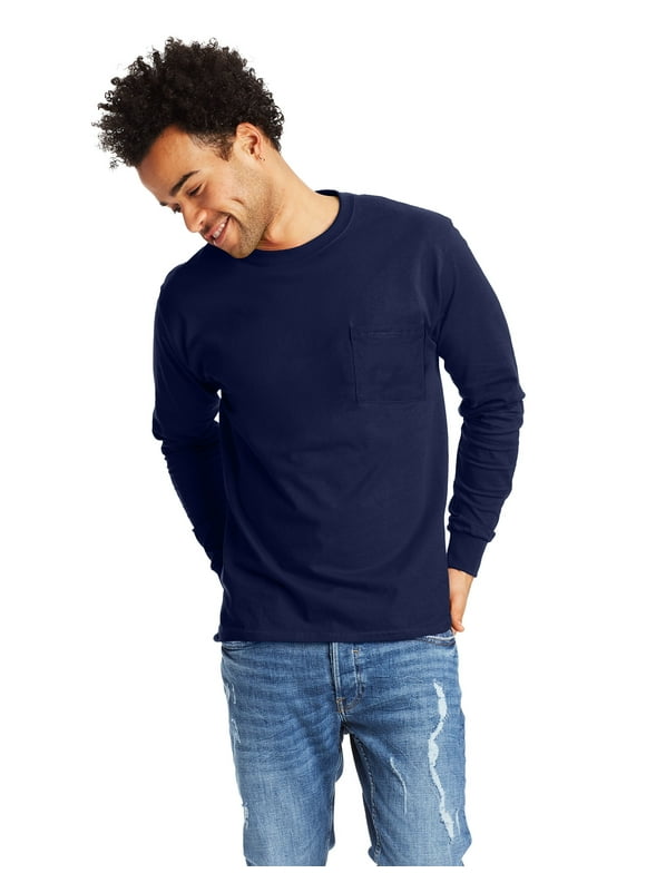 Mens Long Sleeve Pocket T Shirts