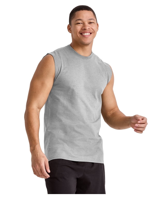 Essentials Men's Muscle Tank Sleeveless Tee Workout Gym Crewneck Midweight