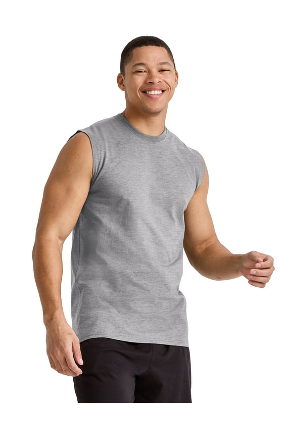 Essentials Men's Muscle Tank Sleeveless Tee Workout Gym Crewneck Midweight