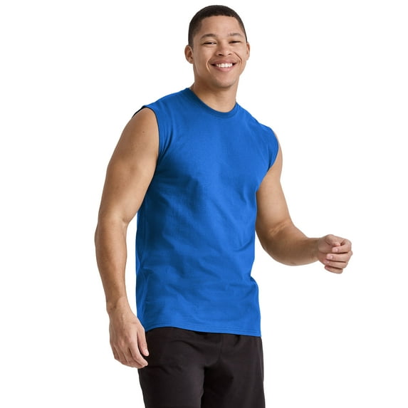 Hanes Essentials Men's Muscle Tank Sleeveless Tee Workout Gym Crewneck Midweight