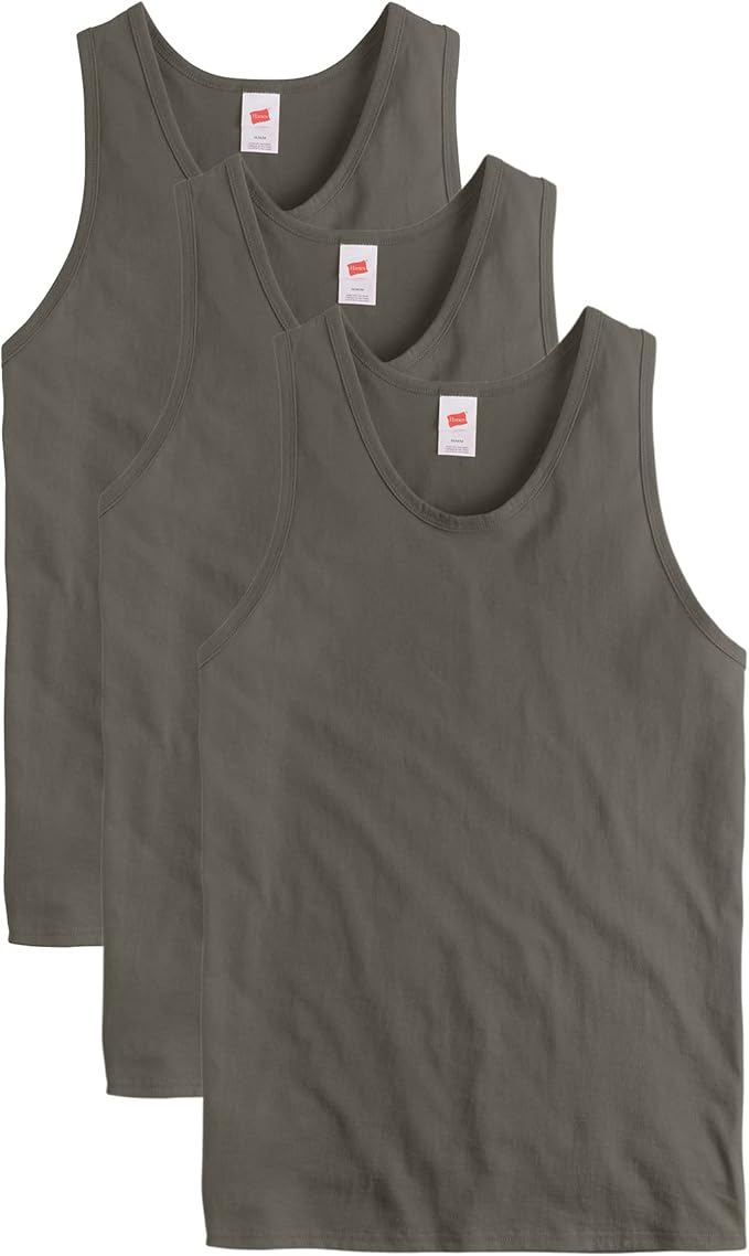 Hanes Men's Essentials Top Pack, Midweight Cotton Tanks, Sleeveless ...