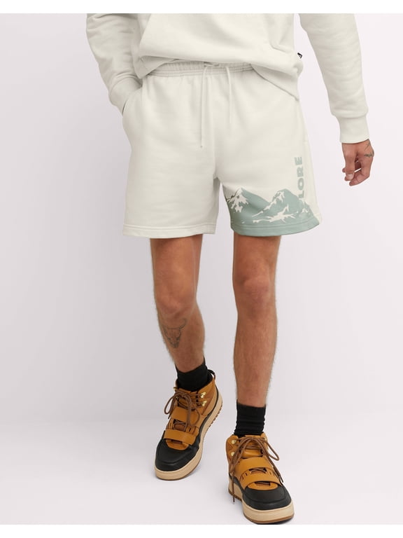 Explorer Unisex French Terry Shorts, Explore Mountains, 6" Natural S