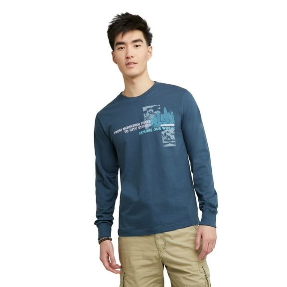 Hanes All Gender Explorer Collection Mountain Peak Long Sleeve Graphic T-Shirt, Men's Sizes XS-2XL