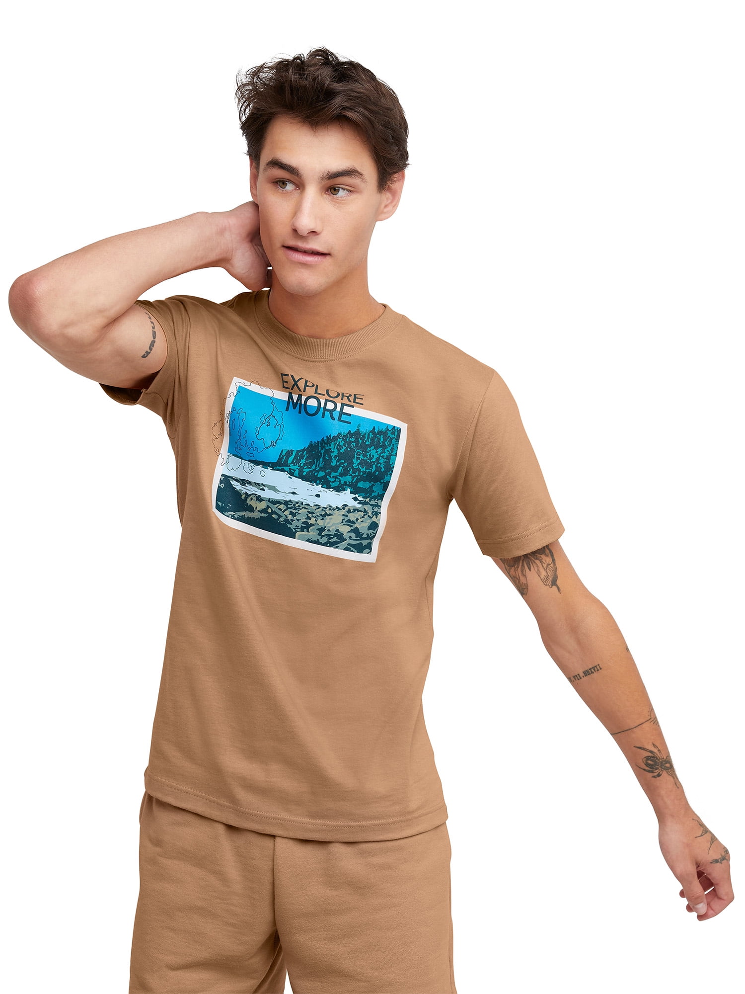 Hanes Men’s Explorer Graphic T-Shirt – Lightweight Cotton Tee With Yosemite Print (City & Sea Design)