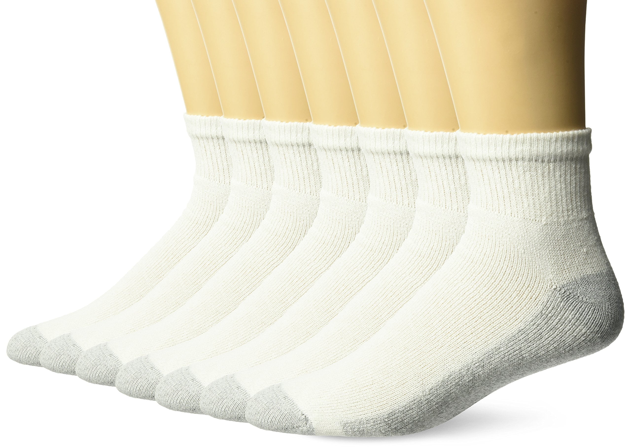 Hanes Men's Extra Comfortable Durable Heel and Toe Ankle Socks, 6-12, 7 Pack, White