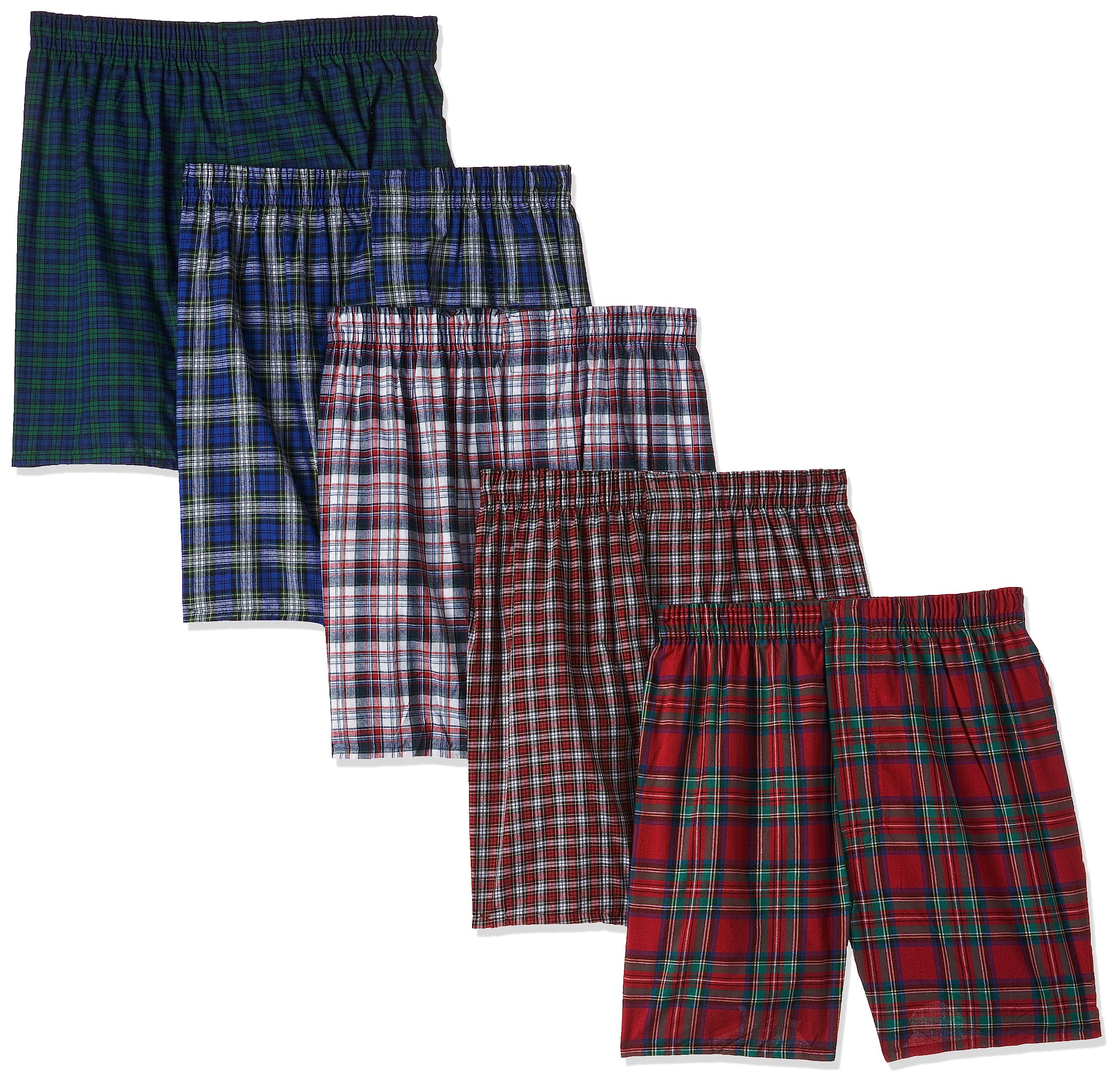 Hanes Men's Five-Pack Ultimate Tartan Boxers (Medium, 4 Pack Assorted ...