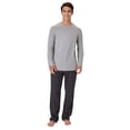thumbnail image 1 of Hanes Men's Flannel Sleep Set, Long Sleeve Top with Plaid Printed Pajama Pants, Grey, 1 of 7