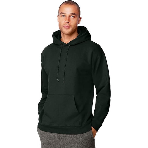 Hanes Men's Fleece Full Cut Athletic Hooded Pullover, Black, X-Large