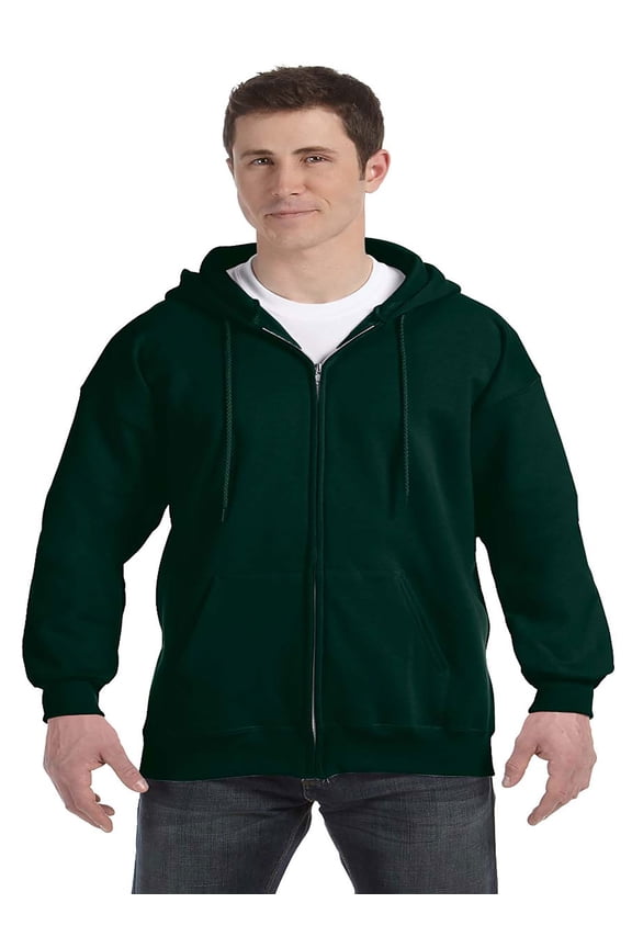 Men's Fleece Full Zip Pouch Pockets Hoodie, Style F280
