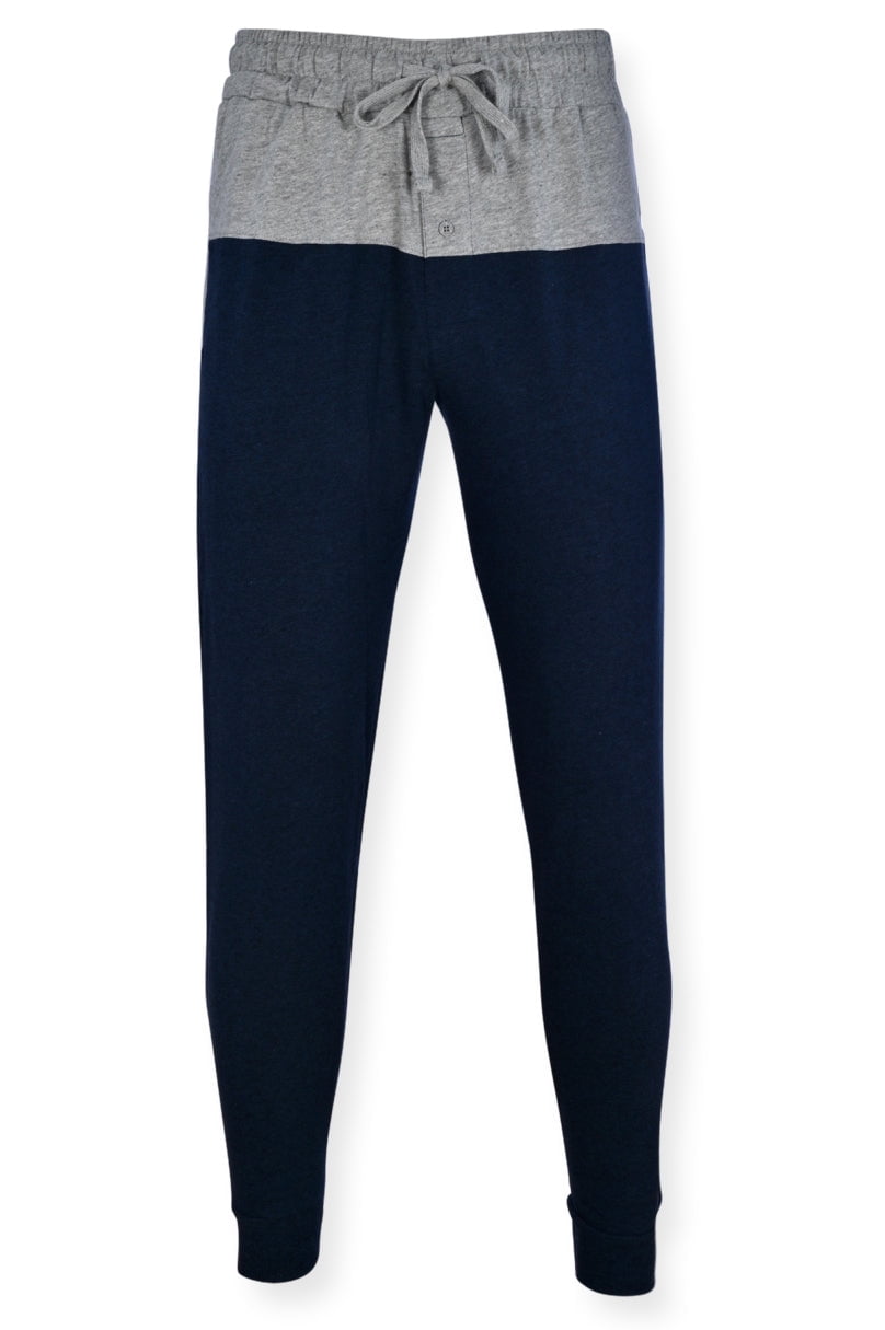 Hanes Men's French Knit Terry Jogger Sleep Pant, Navy/Grey, Medium
