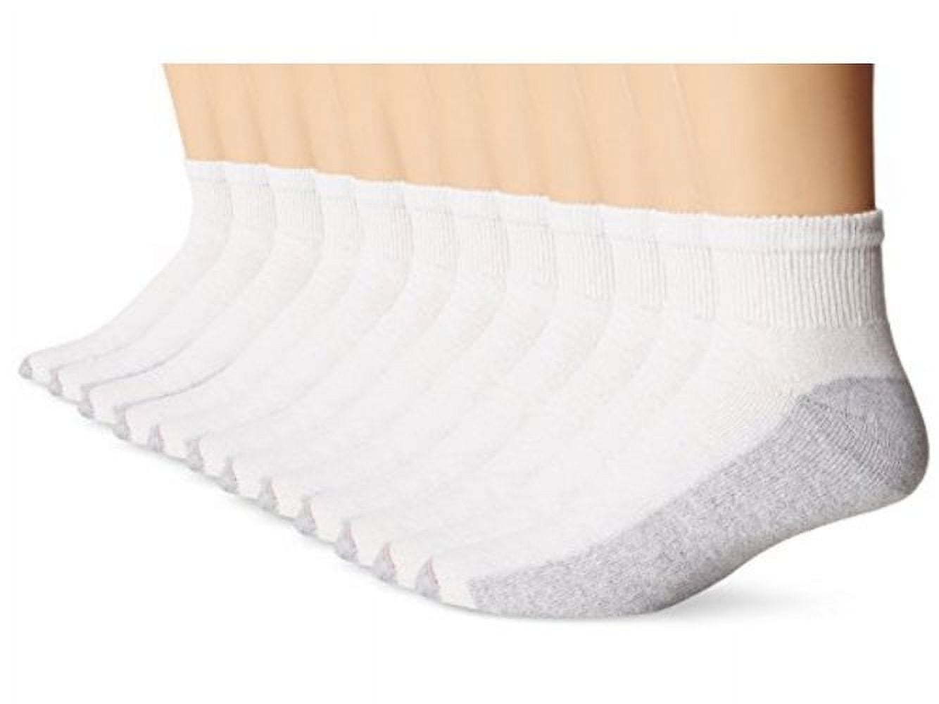 Hanes Men's FreshIQ Ankle Socks, 12-Pack, White, Shoe Size: 12-14