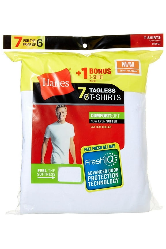 Men's FreshIQ ComfortSoft Crewneck T-Shirt Bonus Pack, White, Meduim