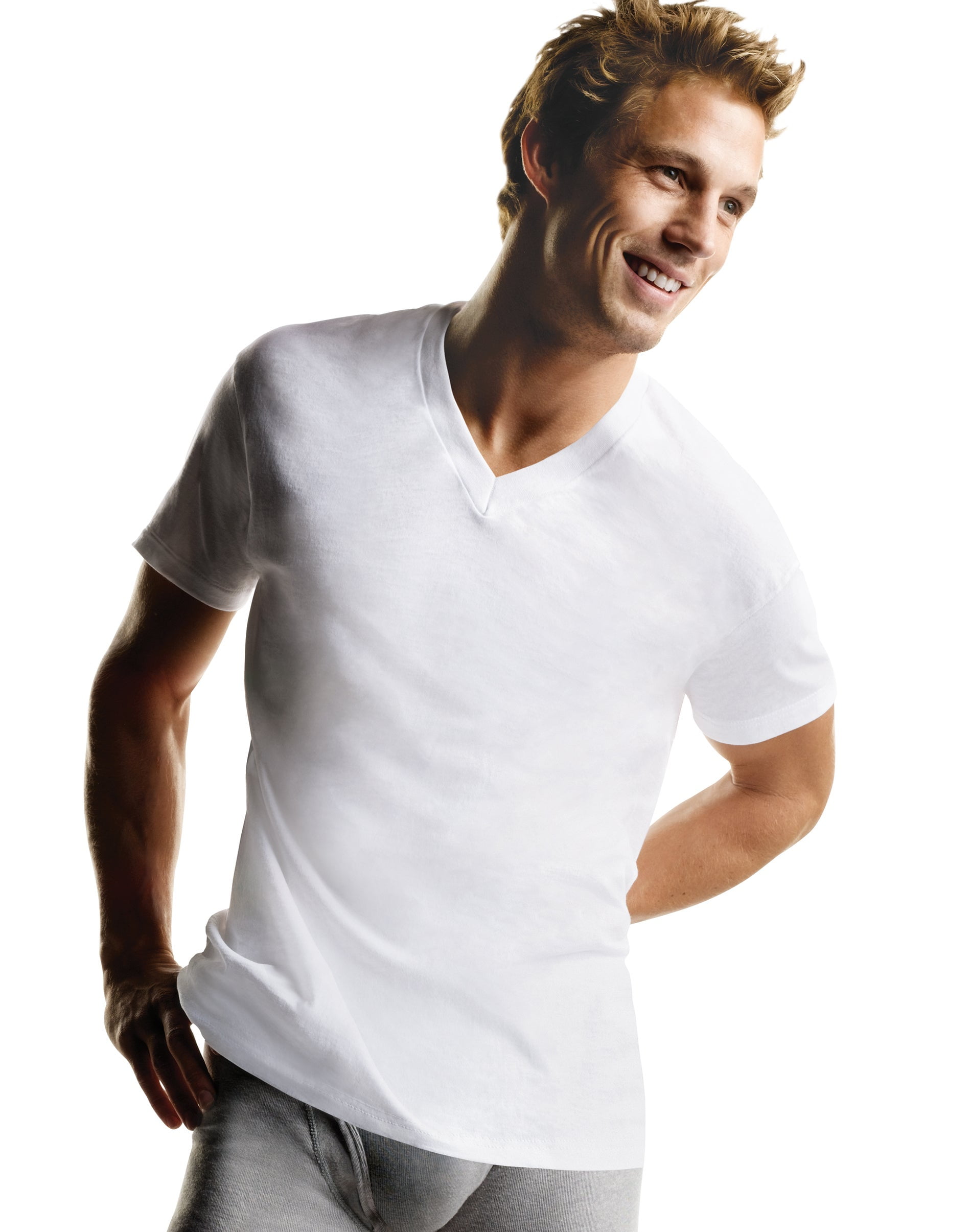 Hanes Men's FreshIQ® ComfortSoft® V-Neck Undershirt 3-Pack White L