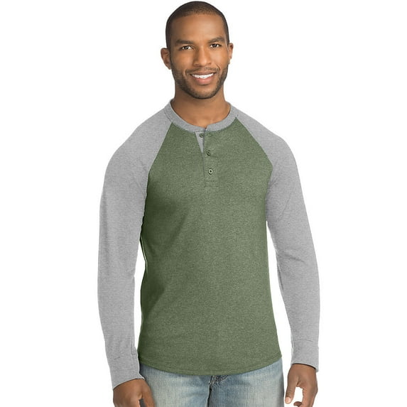Hanes Men's FreshIQ X-Temp Colorblock Long-Sleeve Raglan Henley Tee