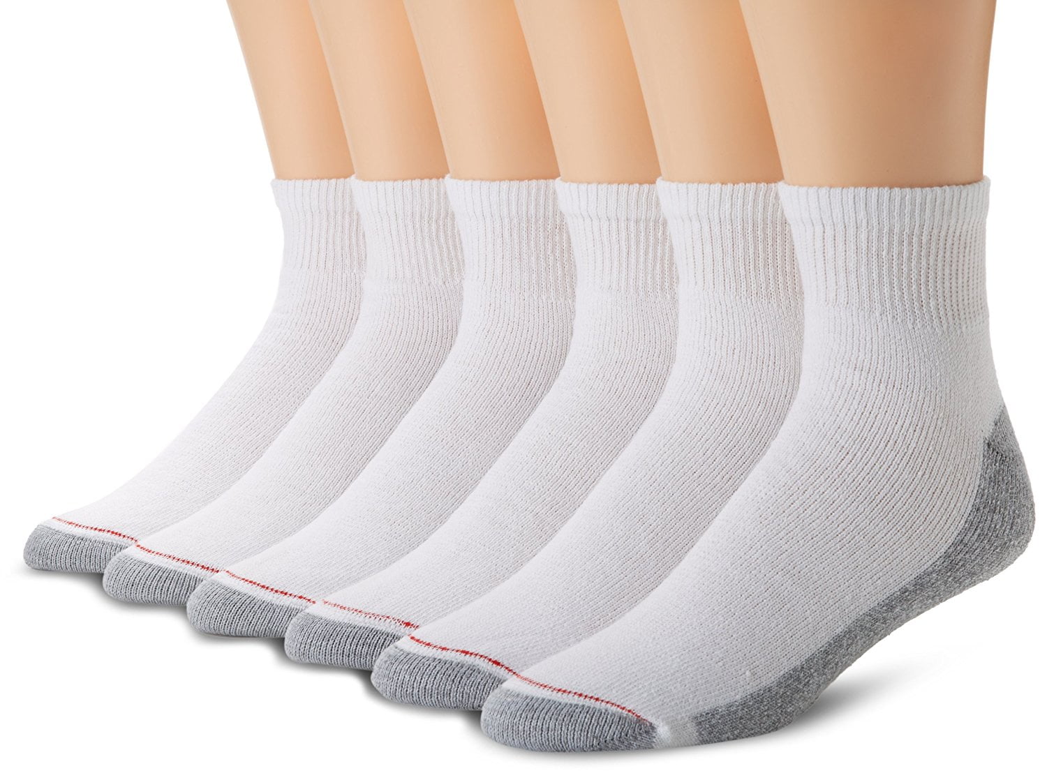 Hanes mens Double Tough Ankle 6-pair Pack, Available in Big & Tall Yoga Socks, White/Grey Foot Bottom, 6 12 US